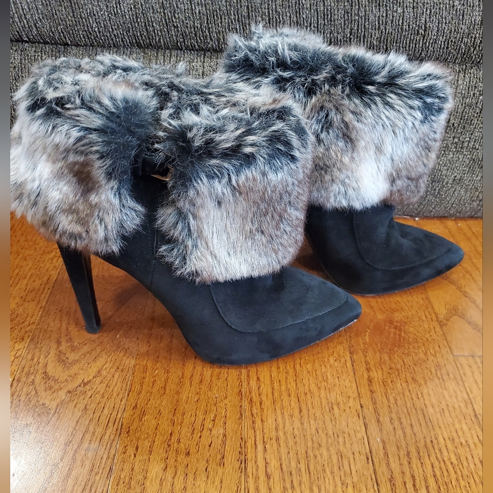 Via Spiga Stiletto Ankle Yetta FauxFur High Heels Leather Vero Cucio Boots Sz 11